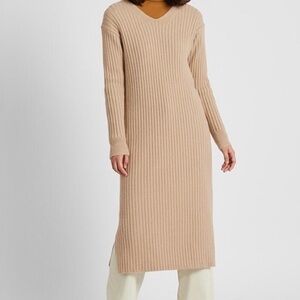 Uniqlo Ribbed WIDE RIBBED V NECK KNIT LONG DRESS (NWT)